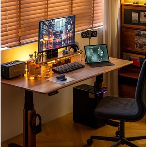 Chaochao Electric Height Adjustable <b>Desk</b> Solid Wood Dual Motor Automatic Office <b>Computer</b> <b>Desk</b> 1.3M 1.5M 1.8M - Product Image 5
