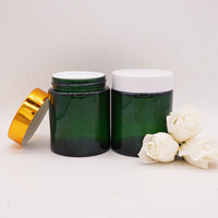 Pot en verre à cosmétiques de luxe vert Original avec couvercle, puissance de 100g