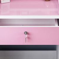 Meuble de chambre d'hôtel : Coiffeuse élégante en bois rose et blanc avec rangement pour maquillage et accessoires, idéale pour chambre à coucher (nouveau modèle)