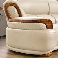Ensemble de canapés en cuir de luxe pour salon, mobilier de luxe léger, placage de bois Wujin, ensemble de canapés 1+2+3