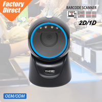 En stock - Lecteur de codes-barres de bureau 2D CMOS omnidirectionnel USB pour système de point de vente, supermarché, hôpital