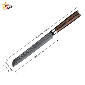 <span class=keywords><strong>Couteau</strong></span> de cuisine en acier <span class=keywords><strong>damas</strong></span> de haute qualité 8 pouces Vg10 67 <span class=keywords><strong>couches</strong></span> Pakka manche en bois <span class=keywords><strong>couteau</strong></span> à pain <span class=keywords><strong>damas</strong></span> - Product Image 1