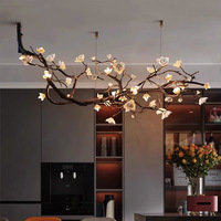 Suspension Art Creative Luxe Branche Fleur Laiton Hôtel Restaurant Villa Salon Suspension Plafonnier LED Lustres