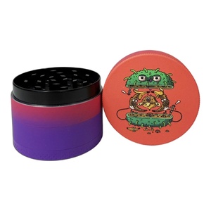 <b>Herb</b> Grinder 6 Pcs Display <b>Box</b> Round Magnetic Plastic Dry <b>Herb</b> Grinder With Sharp Teeth Colorful Design For Smooth Grinding - Product Image 3