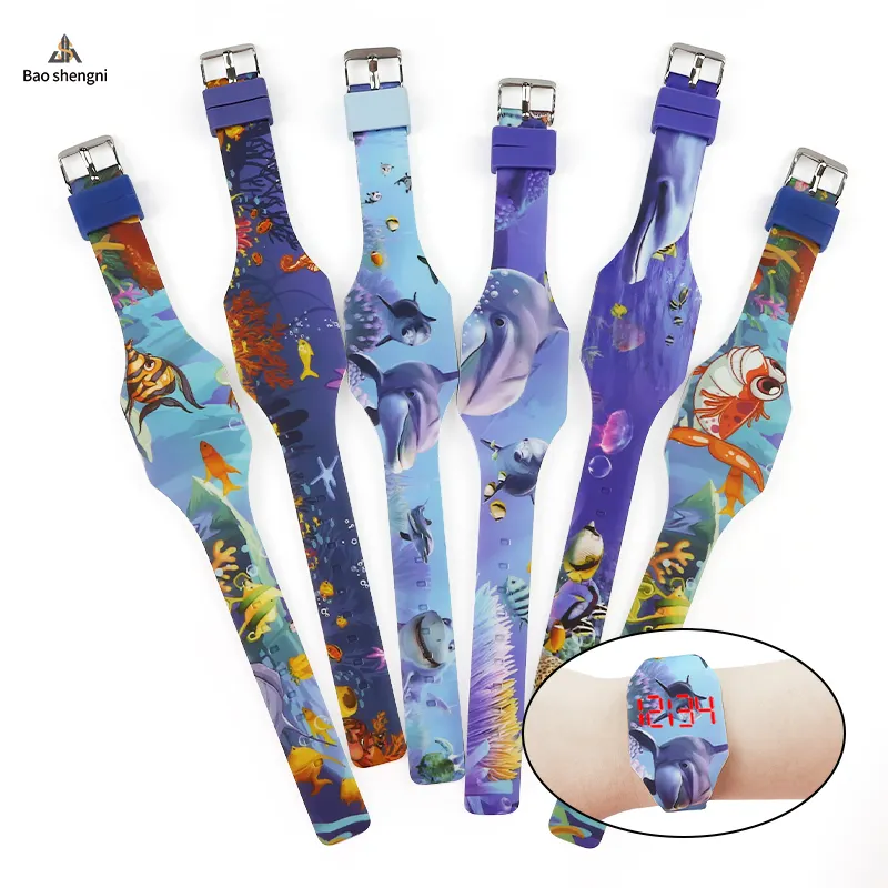 Customized kids cartoon watch silicone wholesale digital watches LED boy electronic watch
