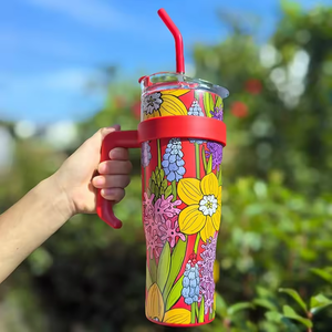 40 oz Tumbler với xử lý và rơm nắp cách nhiệt thép không gỉ du lịch <span class=keywords><strong>Mug</strong></span> rò rỉ-proof nắp và rơm phù hợp trong xe cup chủ - Product Image 5
