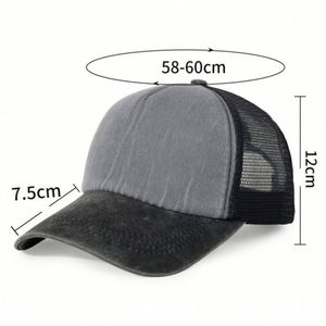 Casquette de sport rétro transfrontalière 5 panneaux pour hommes adultes, semi-mesh respirante, anti-UV, effet vieilli, polyester/coton, broderie 3D - Product Image 2