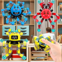 Mainan Edukatif Plastik Berputar AS, Penghilang Stres, Tombol Putar, Multi-Sendi, Dapat Berubah Bentuk, Menyala, Fidget Spinner