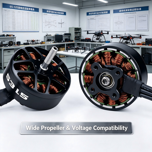 Wide Propeller Adaptable 5315 380KV 6S 12S Brushless Drone Motor, Universal Outer Rotor Motor for Industrial Multirotor UAV