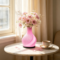 Lampe de table en forme de vase imprimée en 3D pour la décoration du salon et de la chambre, fleurs hydroponiques, lumière USB tricolore