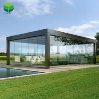 Pergola bioclimatique moderne en aluminium à lames orientables, écologique, imperméable, motorisée, avec cadre thermolaqué - Foire de Canton de Guangzhou