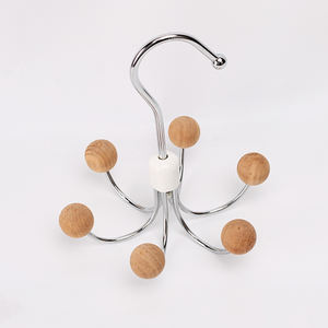 Drehbare Metall Holz Schmuck Organizer Gürtel Tanktop Lager regal 6 Klauen Holz Haken Geldbörse Gürtel BH Kleiderbügel - Product Image 1