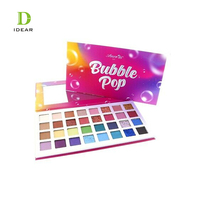 Palette de fards à paupières en boîte en carton avec couvercle à rabat, miroir, gaufrage, logo personnalisé, motif, cosmétique, poudre rouge, blush, recyclé