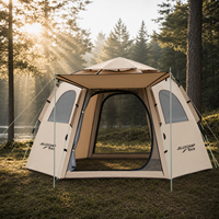 Tenda Lipat Otomatis Satu Lapis Anti Air Warna Emas Hexagonal Tebal untuk Empat Musim, Pemasangan Cepat untuk Berkemah