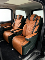 Siège de Capitaine Luxe Orange et Noir, Pivotant et Inclinable, avec Repose-Pieds Électrique, Massage, Ventilation, Chauffage et USB pour Van, MPV, VR et Modification Automobile