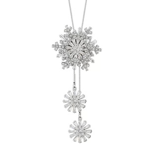 Snowflake Sweater Chain Long Necklace Rotating Pendant Women Fashion Jewelry Daily Wear - Product Image 5