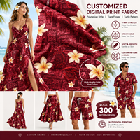 Tissu imprimé polyester sans plis à motifs polynésiens et hawaïens pour robes et chemises d'été, impression numérique, faible MOQ