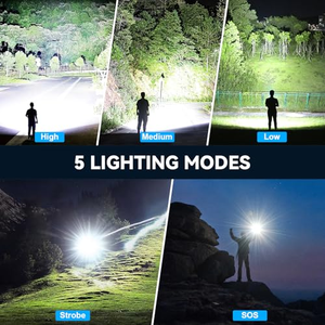 ไฟฉาย LED ชาร์จได้ 5000 ลูเมนส์ 26650 Xhp360 1500 เมตร 60 วัตต์ กำลังสูง ไฟฉายยุทธวิธี ระยะไกล ไฟฉายสปอตไลท์แบบมือถือ - Product Image 5