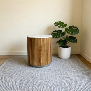 Living Room Furniture Wood Center <b>Marble</b> <b>Top</b> <b>Side</b> <b>Table</b> for Home Decor - Product Image 3