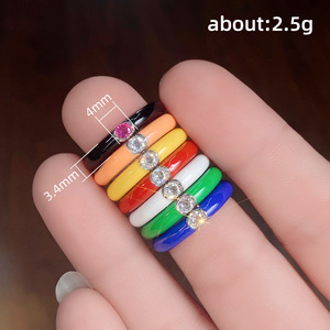Anelli alla Moda F1675 Unisex con Gemme, Anelli con Zirconia Cubica, Incastonatura a Castone, Pietra Rotonda, Gioielli Regalo - Product Image 6