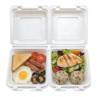Boîte à hamburger carrée en PP de qualité alimentaire, écologique, recyclable, résistante à la graisse, anti-fuite, avec couvercle à charnière, compatible micro-ondes