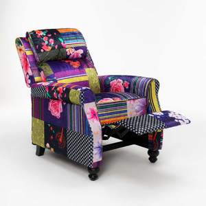 <span class=keywords><strong>Fauteuil</strong></span> inclinable manuel en velours floral <span class=keywords><strong>patchwork</strong></span> coloré avec repose-pieds - <span class=keywords><strong>Fauteuil</strong></span> relaxant à dossier haut pour salon et home cinéma - Product Image 4