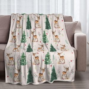 Snowy Forest Deer Flannel <b>Blanket</b> <b>Throw</b> <b>Blanket</b> Nap <b>Blanket</b> Cozy Warm Super Soft for Travel Camping Custom Print Wholesale - Product Image 5
