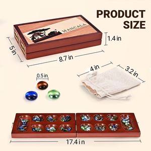 Ensemble de jeu de société Mancala en bois Pliant Design Board Fun <span class=keywords><strong>Jeux</strong></span> de table classiques pour adultes enfants - Product Image 3
