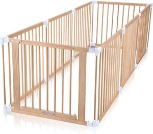 Lm बच्चों आधुनिक ठोस लकड़ी फोल्डेबल बेबी प्ले पेन और गेट बेडरूम जिम पार्क के उपयोग के लिए पैनल डिजाइन के साथ - Product Image 3