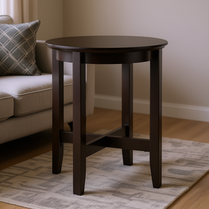 โต๊ะกาแฟทรงกลมโทบี้ เอสเพรสโซ ขนาด 24 นิ้ว ทำจากไม้ เฟอร์นิเจอร์ห้องนั่งเล่นสไตล์ดั้งเดิม - Product Image 2