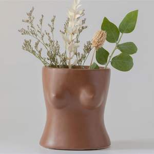 Boob Planter: Vase de plantes à fleurs en céramique de forme féminine avec trou de drainage-Sculpture de <span class=keywords><strong>buste</strong></span> unique - Product Image 6