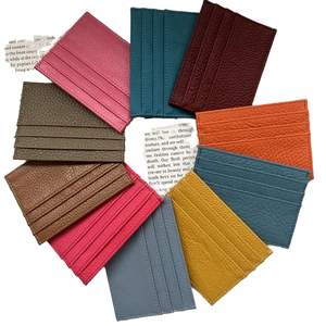 Porte-cartes en cuir véritable avec logo personnalisé pour femmes porte-cartes d'identité de banque d'affaires mince en nylon court classique cadeau personnalisable - Product Image 1