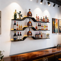 Porte-vin mural en fer industriel et bois de manguier, étagère de présentation de bouteilles, décoration moderne pour restaurant
