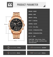 Jam Tangan Digital SKMEI 2049 Pria Layar Ganda, Tali Baja Anti Karat, Tahan Air 30M, Multi-warna, Langsung dari Pabrik, Cocok untuk Hadiah Bisnis
