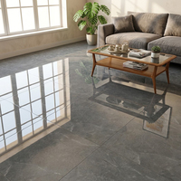Carreaux de sol en céramique de luxe 60x60 effet marbre gris brillant poli pour salon et salle de bain