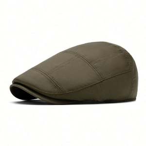 Autumn Winter Down Warm Ivy Hat <b>Men</b> Simple Quilted Beret Hat Retro Casual <b>Cap</b> Thickened Peaky <b>Caps</b> - Product Image 6