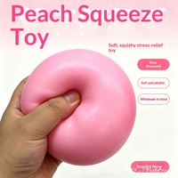 Nouveau jouet anti-stress TPR souple en forme de pêche, balle de décompression réaliste en forme de fruit, à rebond lent, pour les 14 ans et plus, emballage blister