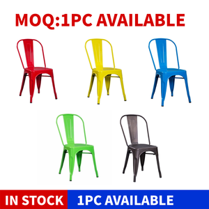 Silla de comedor de Metal para restaurante, asiento apilable de hierro antiguo, fácil de montar