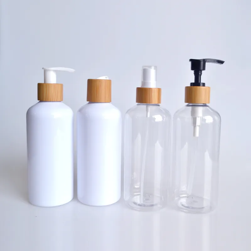 100Ml 150Ml 250Ml 500Ml 8Oz Cosmetische Verpakking Container Lichaam Shampoo Huisdier Plastic Fles Met Bamboe deksel