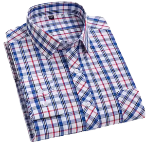 Camisa de Vestir Formal de Manga Larga, Corte Entallado, Estilo Inglés, Antiarrugas, 100% Algodón Popelín Teñido en Hilo, para Hombre - Product Image 1