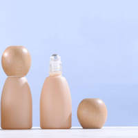 Flacons à bille en verre rechargeables haut de gamme 10ml 12ml, mignons, roses et verts, avec bouchon en bambou, pour huiles essentielles et déodorants