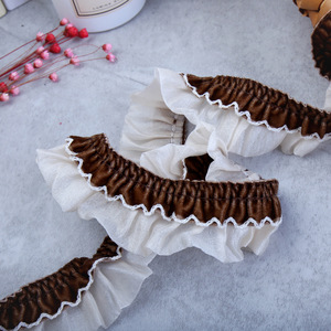 Passamaneria in pizzo di velluto chiffon a doppio strato da 3,5 cm, con bordo arricciato in poliestere, motivo a tinta unita, per colletti Lolita, tende e capi d'abbigliamento - Product Image 4