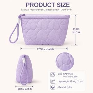 Pochette cosmétique matelassée en forme de cœur pour femme, grande capacité, trousse de toilette de voyage, organiseur de rangement pour soins de la peau, logo personnalisé - Product Image 2