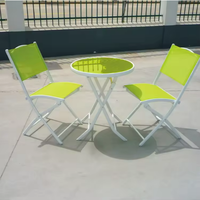 Ensemble table et chaises pliantes 3 pièces en métal au design moderne, hauteur réglable, convertible, pour extérieur, hôtel, cour, parc