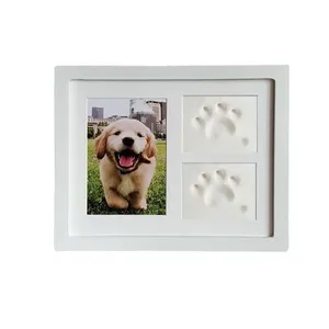 ペット猫犬の記憶のための高品質のPVCフレーム写真と手形フットプリント白と黒のフレーム