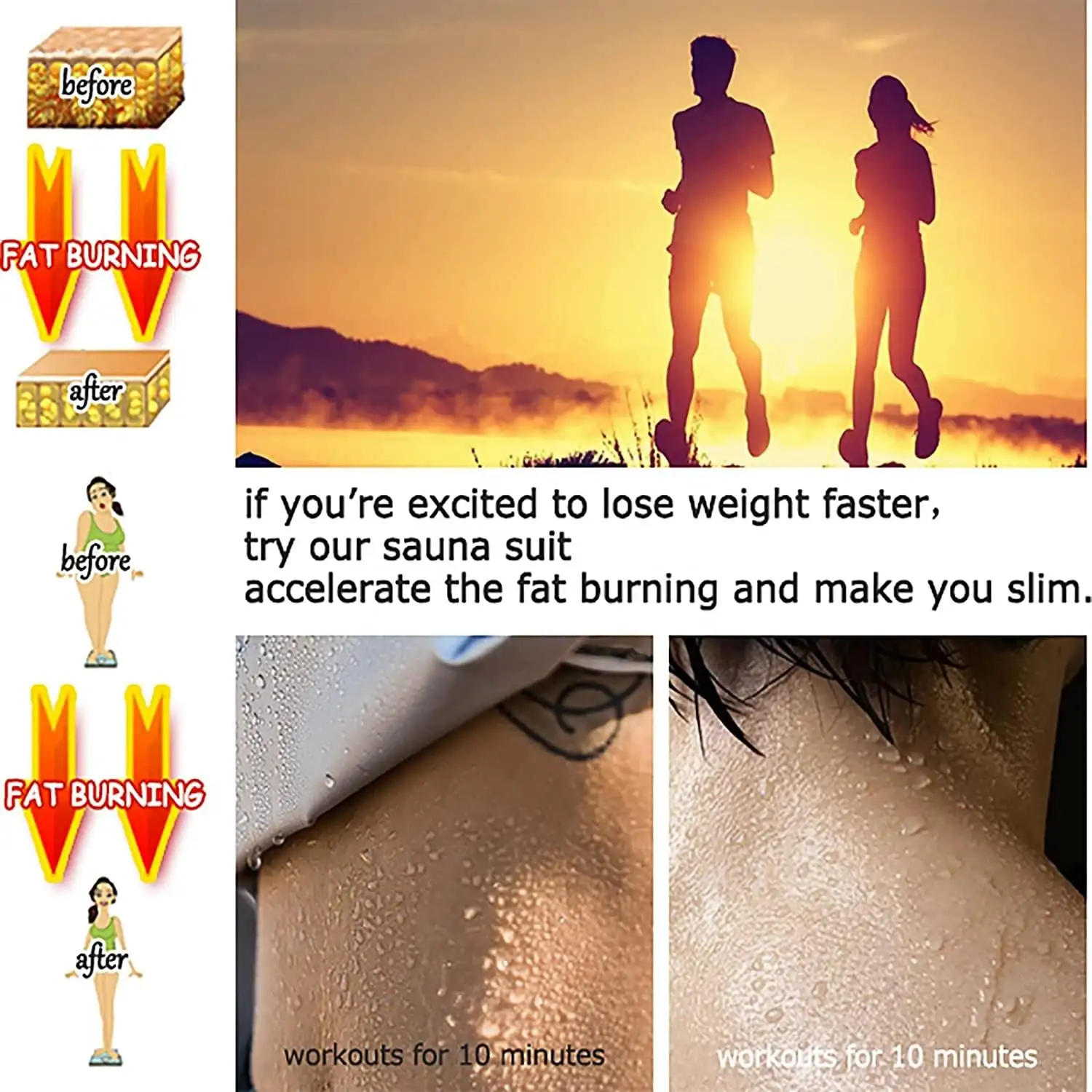 Pérdida de peso para hombres y mujeres Ejercicio Slim Gym Fitness Ejercicio Resistente al desgarro PVC sudor sauna ropa