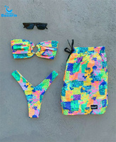 Bikini pour couple, trois pièces, style resort, vente chaude, imprimé, push-up, nouveau modèle OEM 2023