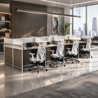 Poste de travail modulaire moderne Foshan pour 8 personnes, bureau cloisonné en bois écologique pour projet de bureau commercial