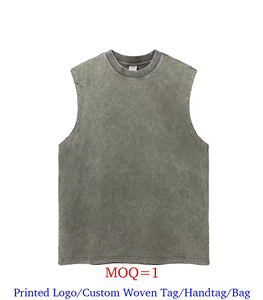 Heiße Streetwear übergroßes Unisex Fitnessstudio Tanktop individuell abgeschnittenes ärmelloses <span class=keywords><strong>T</strong></span>-Shirt Druck Muskelshirt Acid-Wash grafik-Herrenweste - Product Image 6