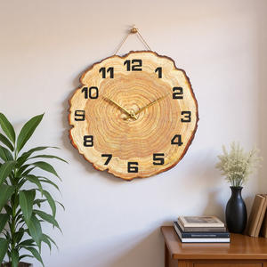 12 "30cmシンプル-サイレントクォーツLCDテクスチャ木製壁時計リビングルーム用年間リング付き - Product Image 5